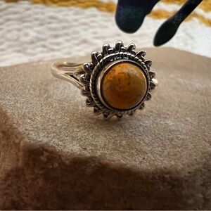 ❤️ Bumblebee Jasper Southwestern 925 Navajo Inspired Sz 7 Ring 2.2 gms